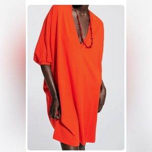 ZARA NEW COCOON DRESS BRIGHT ORANGE